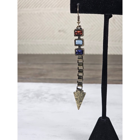 Vintage Arrow Dangle Earrings Red White Blue Boho Drop Jewelry - Picture 5 of 12